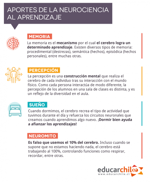 Infografía sobre los aportes de la neurociencia al aprendizaje