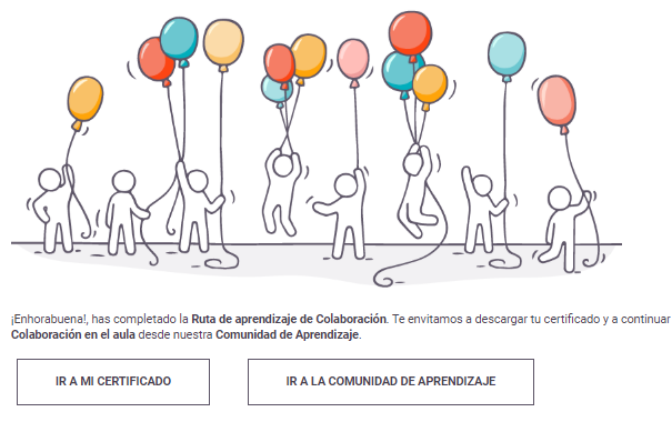 imagen final de celebración con imágenes con globos