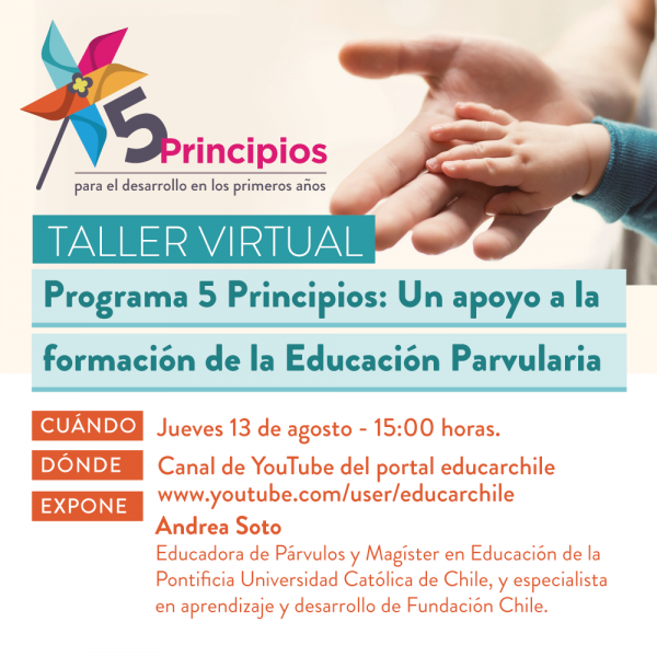 Afiche promocional taller 5 Principios 13 de agosto