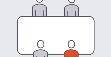 Esquema de cuatro personas alrededor de una mesa