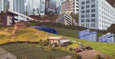Imagen que muestra un sector rural siendo poblado por edificios modernos.