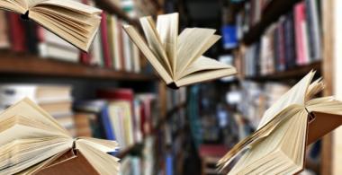 Imagen que muestra libros volando 