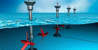 postes con hélices bajo el mar 