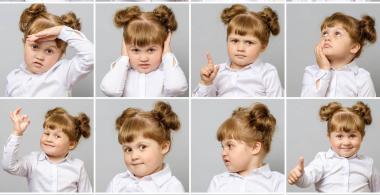 niña muestra distintos rostros y distintas emociones