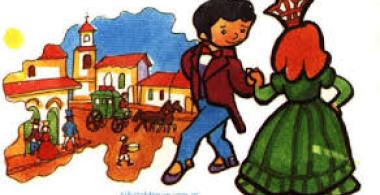 Ciudad colonial y personas bailando