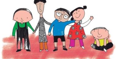 Niños abrazados y tomados de las manos