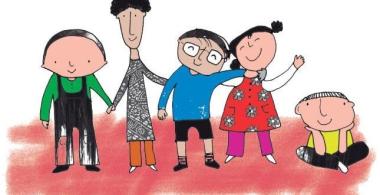 niños y niñas se toman de la mano con actitud alegre