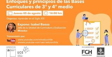 Charla a un clic: “Enfoques y principios de las Bases Curriculares de 3° y 4° medio”